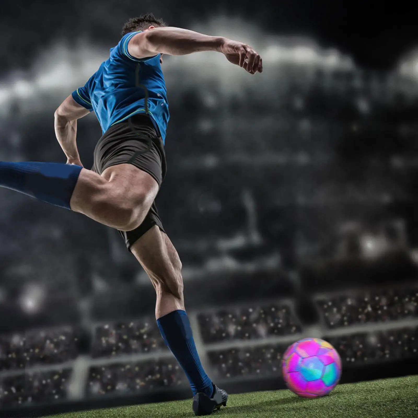 Soccer Ball Reflective Holographic Teens PU Leather Football Outdoors Sports