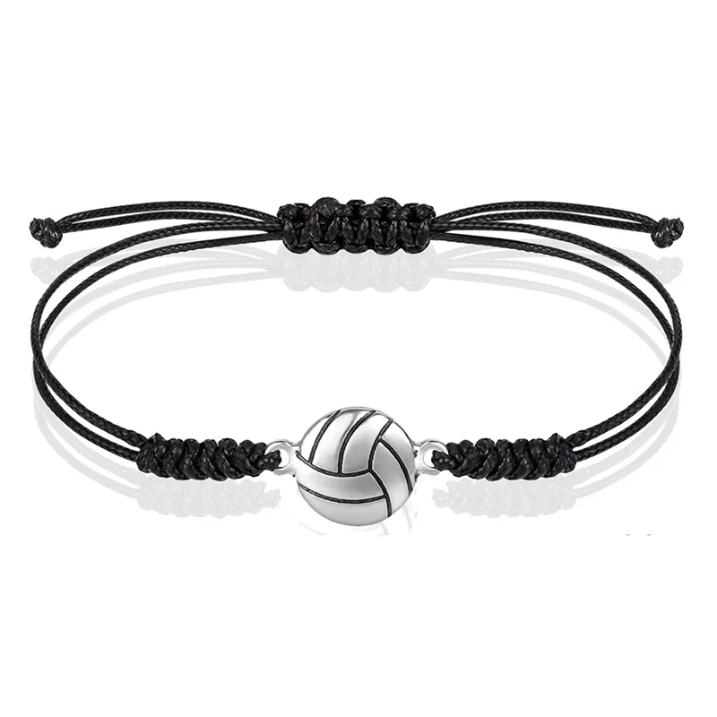 ABWP-48 Piece Volleyball Bracelets, Volleyball Charm Bracelet, Braided String Bracelet With Volleyball Pendant Decoration image 3