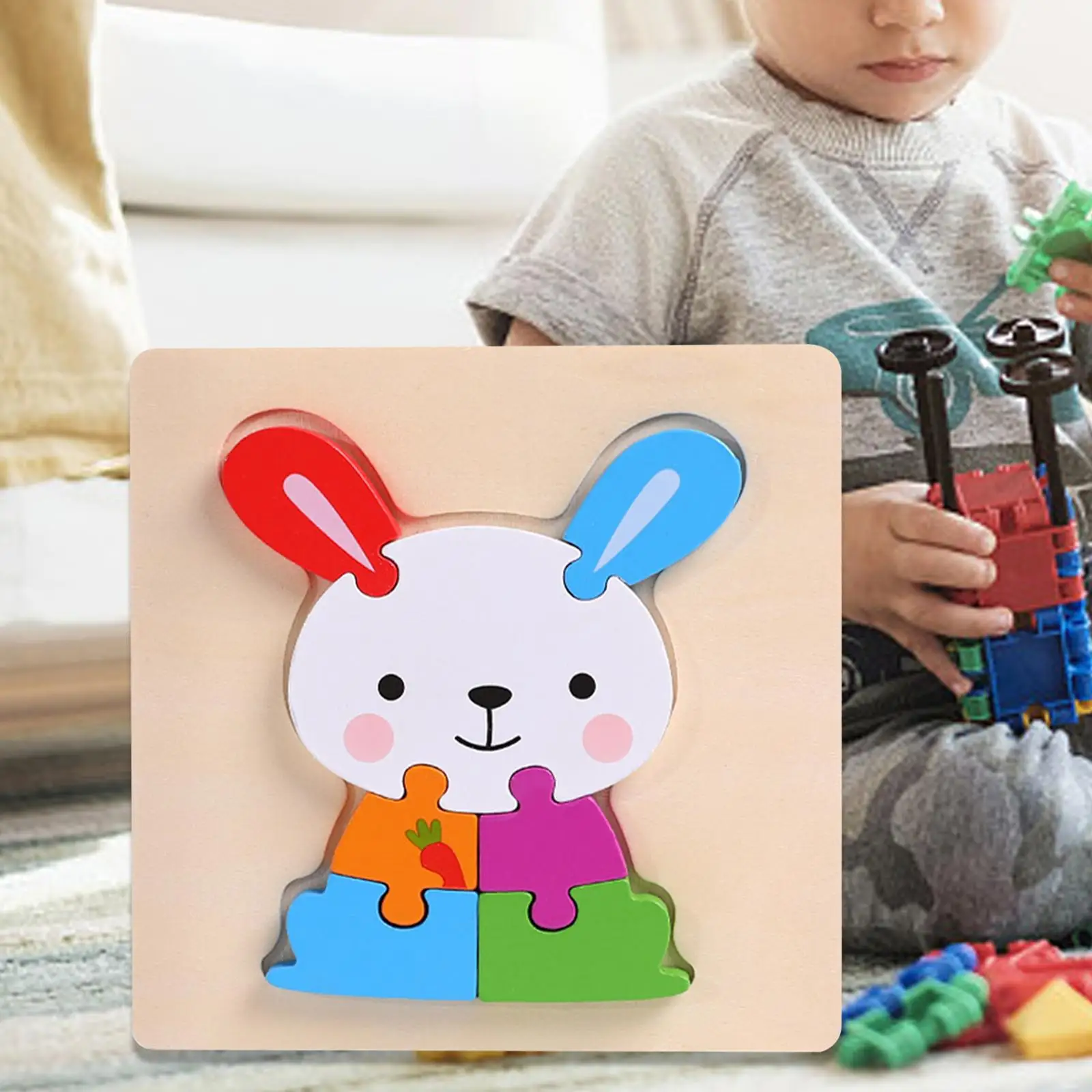 Wooden Blocks Puzzle Wooden Puzzles for Toddlers 3D , Colorful Fine Motor Skills Gift Animal Shape , Montessori Puzzles