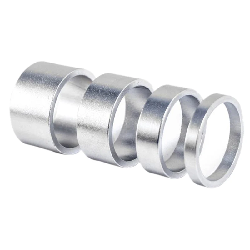 4Pcs/Set 5/10/15/20mm Aluminum Alloy Headset Stem Spacer MTB 28.6mm Fork Washer Cap for Road Bike Cycling,Silver