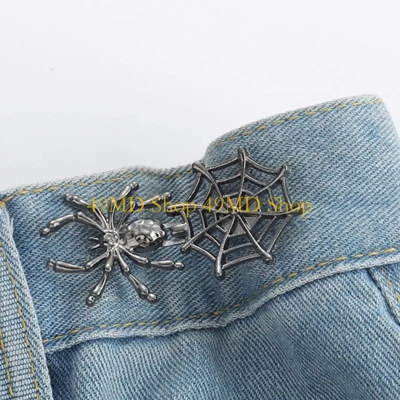 49MD SpiderWeb Form verschärfen Taillenknopf für Frauen Rock Hose Jeans Straffung Taillenclip Metall Pin