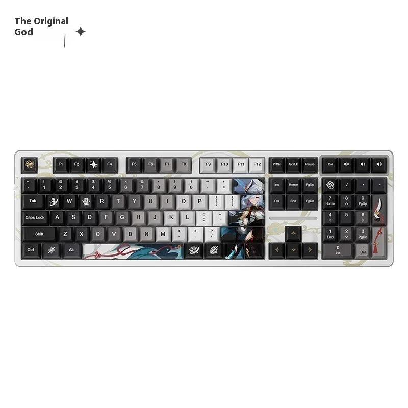 Genshin تأثير لوحة المفاتيح Shenhe 100 مفاتيح قابلة للتبديل السريع لتقوم بها بنفسك التبديل RGB 8000mAh BT 2.4G لوحة مفاتيح الألعاب اللاسلكية حسب الطلب