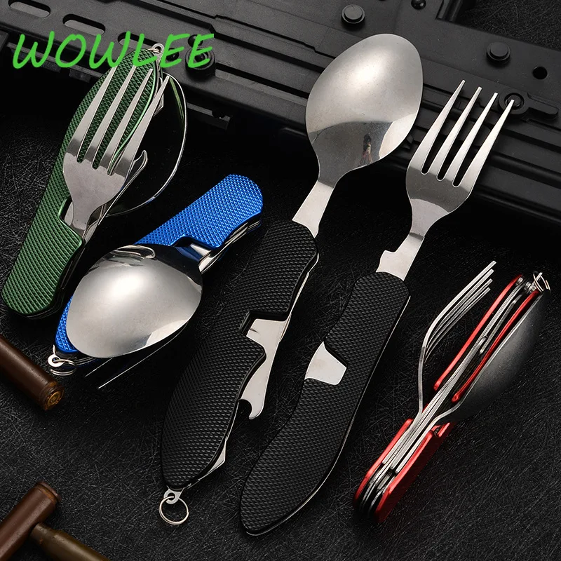 

Portable Multi Tool Cutlery Multitool Flatware Utensil Bottle Can Opener Fold Spork Fork Tableware Picnic Camp Spoon Knife