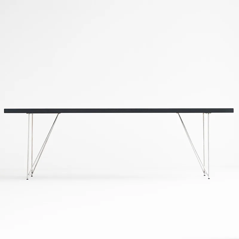 

Wabi Sansan Ash Wood Dining Table Solid Wood Island Black Household Desk Log Simple Stainless Steel Carbonized Tea Table