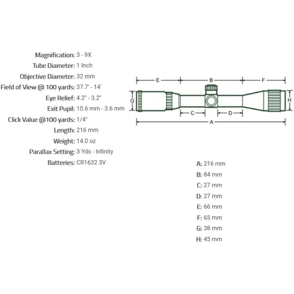 AO Rifle Scope 3-9X32 1