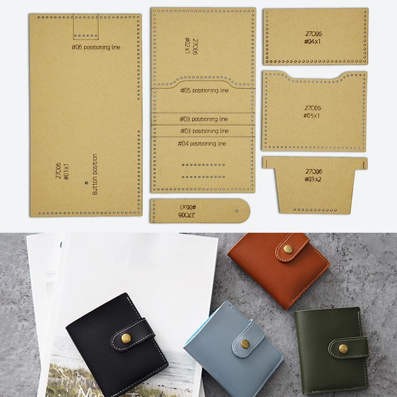 YOMDID 6PCS Handmade Multi Card Wallet Making Kraft Template DIY Short Wallet Making Kraft Stencil Handmade Leathercraft Kit