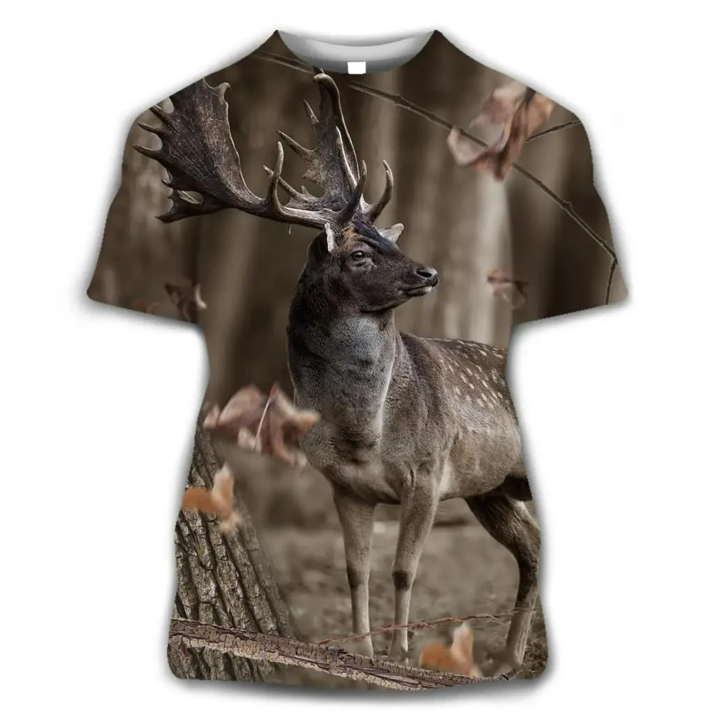 Newest Wild Camouflage Animal hunting Elk Graphic t Shirts 3D Printing Men Women Streetwear Round Neck Top Long Sleeve Tees