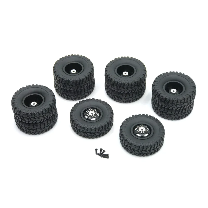 6pcs Double Wheel Metal Wheel Hub Rim Tire for WPL B16 B36 JJRC Q60 Q63 Q64 Fayee FY004 MN-77 6WD 6X6 RC Car Upgrades Parts