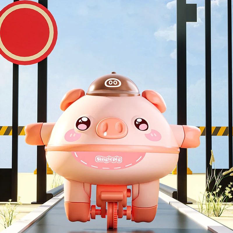 New Electric Tumbler Balance Pig Rotation Gyroscope Unicycle Girl Boy Cute Novelty Tightrope Walking Black Technology Puzzle Toy