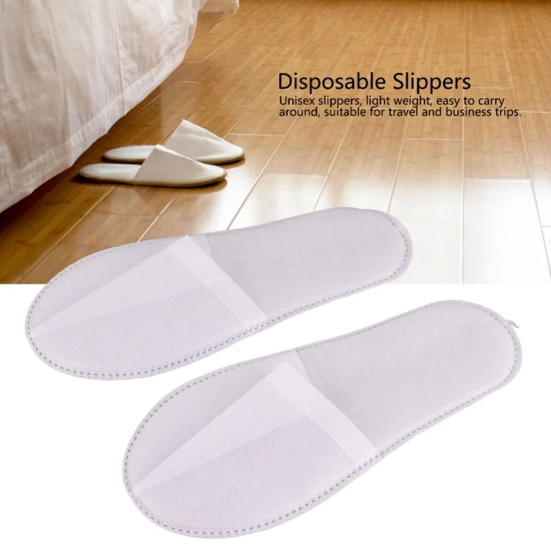 50 زوجًا من النعال المحمولة للجنسين غير القابلة للانزلاق للاستعمال مرة واحدة للمنزل والمنتجعات الصحية وحفلات الضيوف (3 مم لوح أبيض غير منسوج) #5