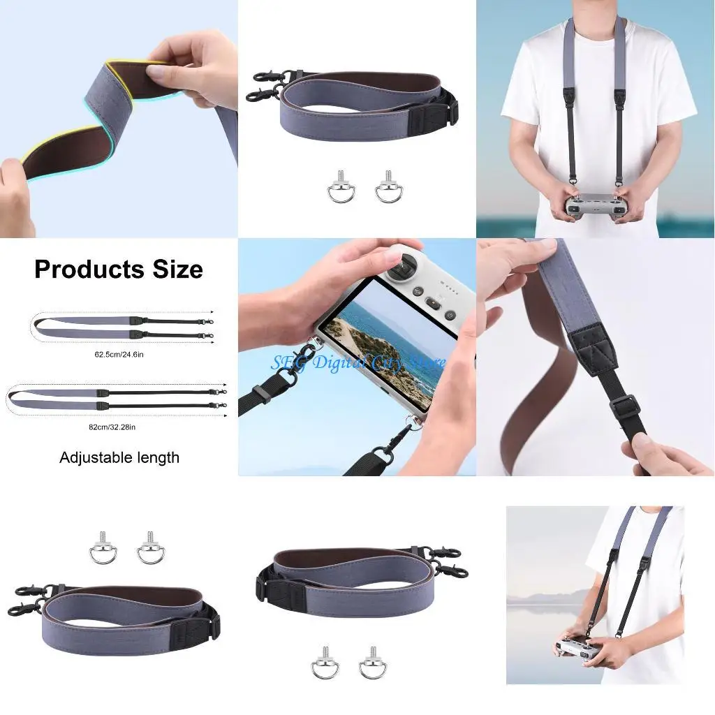 

U75B Handsfree Support Neck Strap Lanyard Fit for Mini 3 Flight Controllers, Nonslip Silicone Pad Double Color Designs