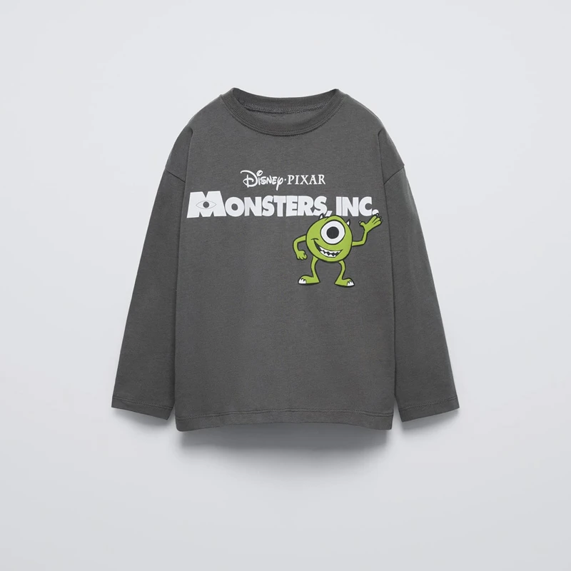 

Cartoon Monster TShirt Kids New Casual Loose Clothes Long Sleeve 2025 Spring Summer Wear Printed Round Neck Tops For Boys Girls