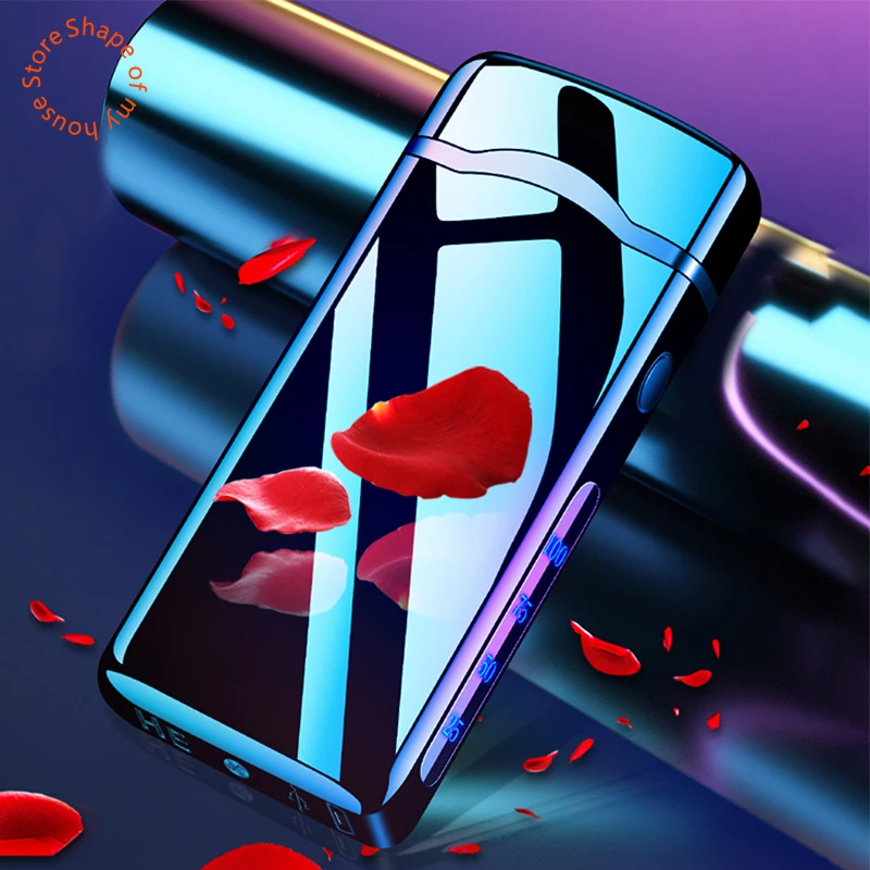 2024New USB Big Flame Cigar Lighter Pulse Windproof Arc Electric Candle Touch Lighters Plasma Flameless Gift For Boyfriend BBQ