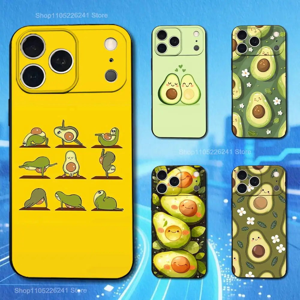 

Cartoon Avocado Cute For iPhone 8,7,11,12,15,14,13,16,17,Plus,Pro Max,XS,X,XR,SE,Mini,Soft Silicone Black Case
