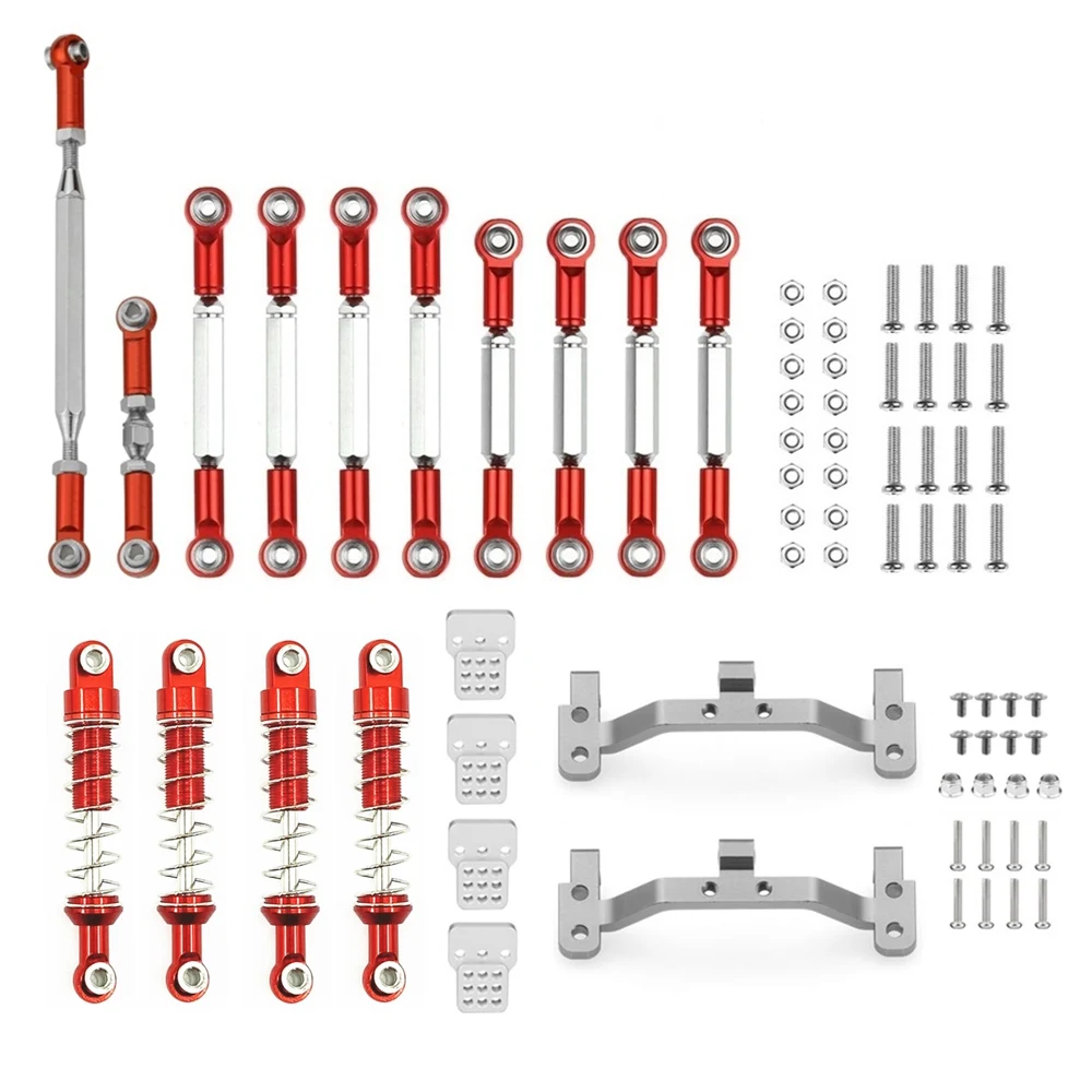 Metal Steering Link Rod Pull Rod Mounts Shock Absorber Set for MN D90 MN-90 MN99S 1/12 RC Car Upgrade Accessories,A