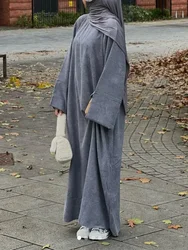 Abaya de pana para mujer musulmana, vestidos largos de lujo de Dubái, ropa islámica turca modesta, caftán Hijabi, vestido completo de invierno