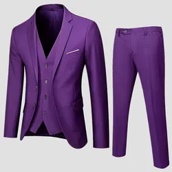 Elegant Wedding Men's Suits Blazer Slim Fit 3 Pcs Jacket Pants Vest Luxury Costume Homme Formal Party Male Clothing