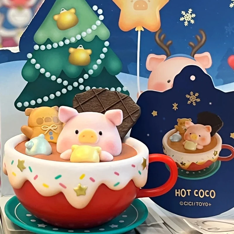 กระป๋องหมู Lulu Pig Christmas Town Series กล่องตาบอดตกแต่งตาราง Mystery Box เพื่อให้เพื่อน Surprise ของเล่นคริสต์มาสของขวัญ