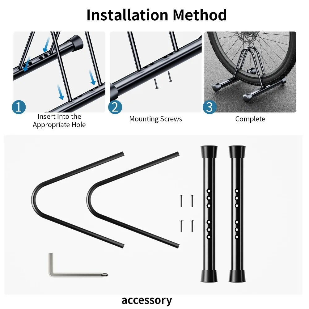Floor-standing Bike Storage Rack Durable Adjustable Universal Bicycle Carrier Portable Metal Bike Repair Stand