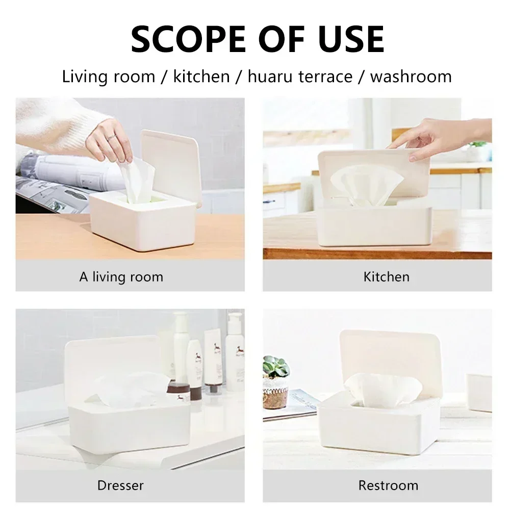 Dustproof Wet Tissue Box with Lid Baby Nappy Wet Tissue Storage Holder Dispenser for Home Car Office Paper Tissue Organizer Moai