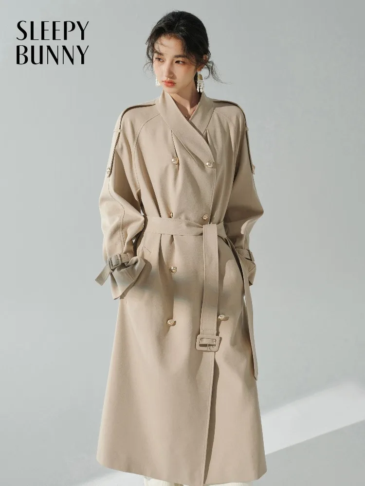 

Элегантный свободный длинный плащ с рукавами реглан и поясом, верхняя одежда, шикарная осенняя ветровка с пригородным стилем, женская зимняя одежда