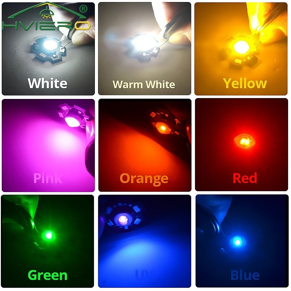 10X 20mm 3V 1W 3W High Power Chip Light Bead White Red Blue Green Led Beads Emitter LED Bulb Diodes Lamp with Star Min Radiator