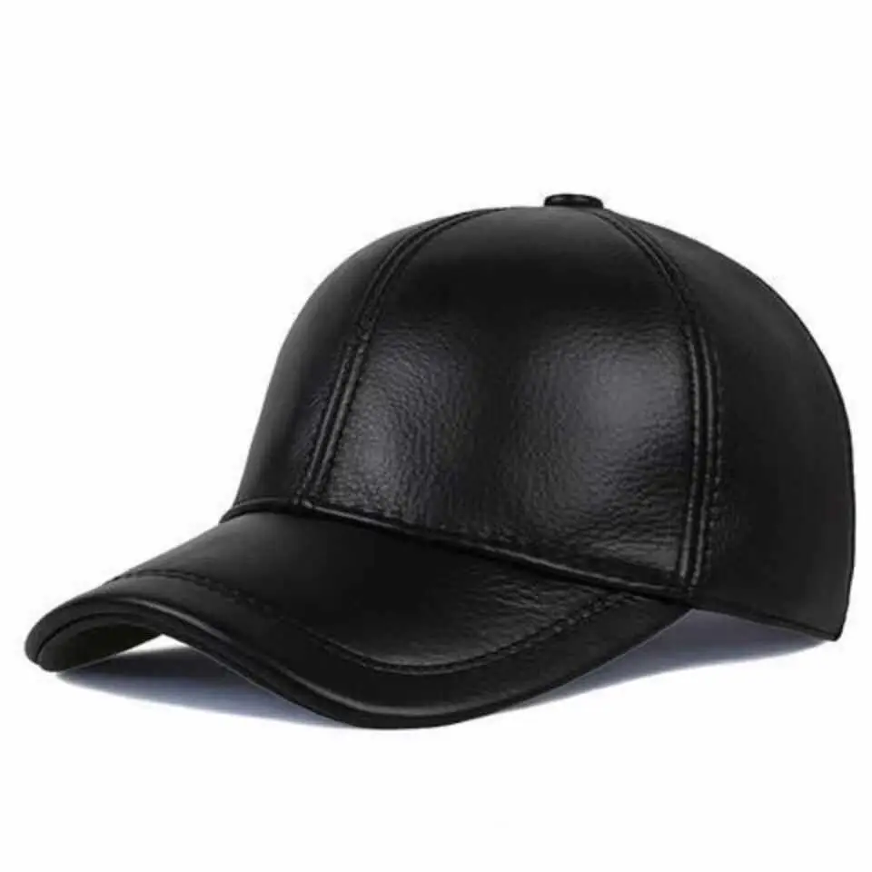 2026 Spring Autumn Genuine Leather Baseball Cap Men's Casual Hat Outdoor Thin Sheepskin Duckbill Leather Caps for Middle-Aged...