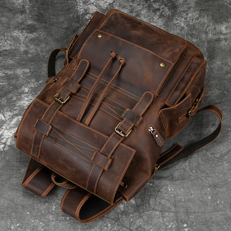 2026 New Arrivals Leather Backpack for Men Male Genuine Leather Laptop Travel Backpack 17 Inch Daypack Shoold Bag Men Male Large