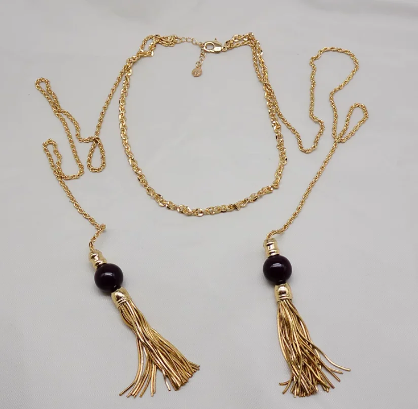 Ожерелье с преувеличенной кисточкой в европейском и американском стиле для женщин, женское ожерелье с кисточками в нишевом дизайне, цепочка для свитера