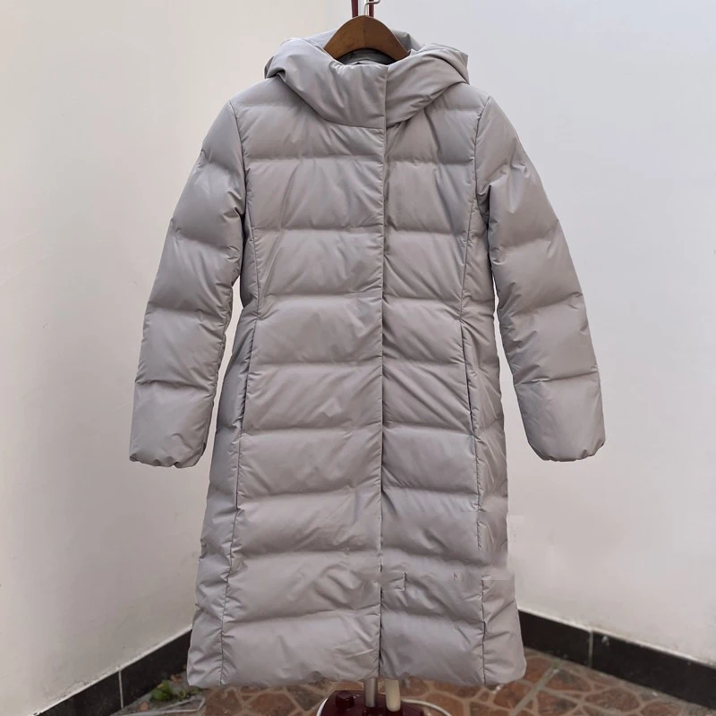 Imagem -02 - Inverno Casual Grosso Longo Parkas Jaquetas para Mulheres Sólido Pato Branco para Baixo Cabolsa Feminino Quente Outwear Jaquetas Doudoune Femme