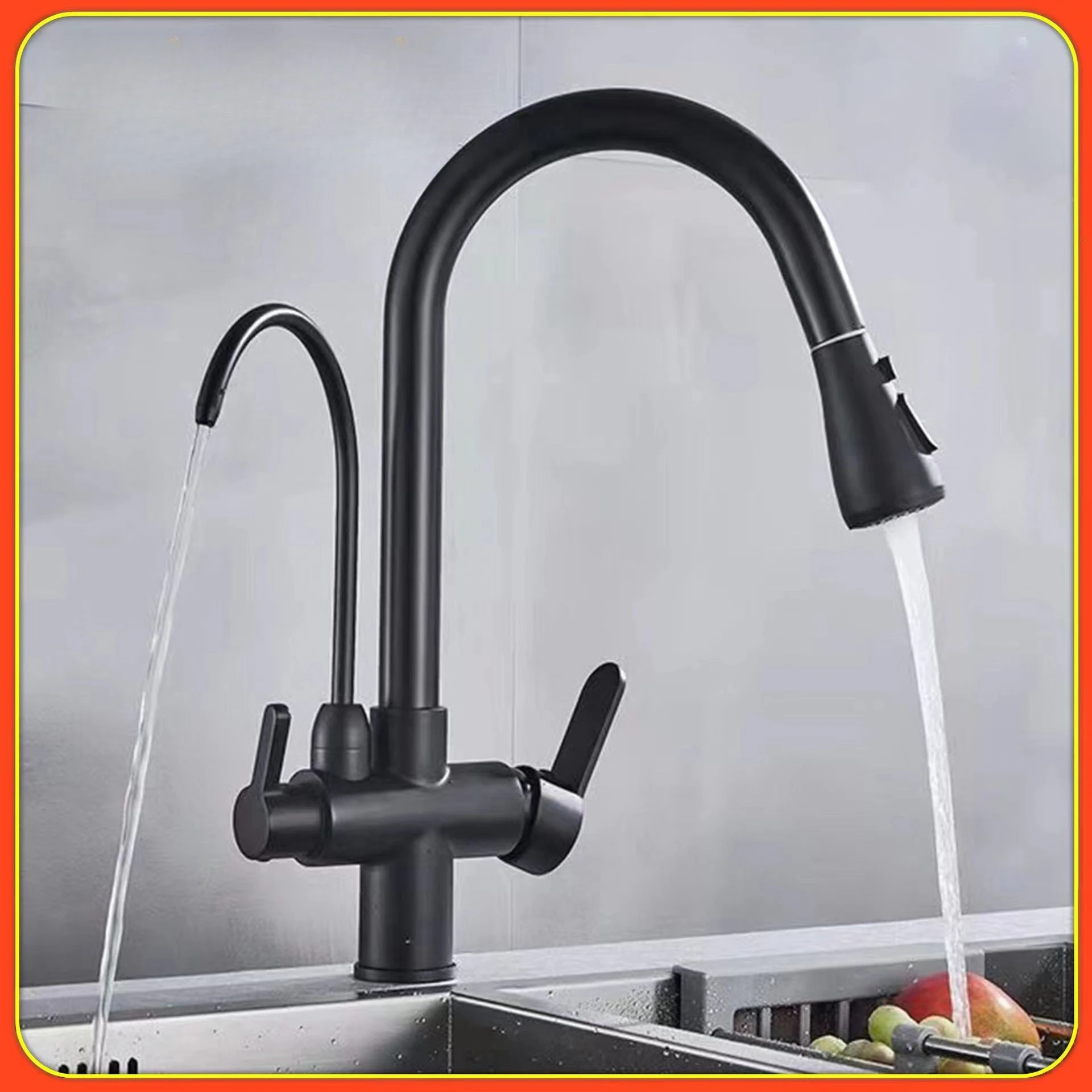 

Kitchen Faucet Pull-out Hot and Cold Direct Drinking Three-in-one Pure Water Sink Faucet Three-purpose