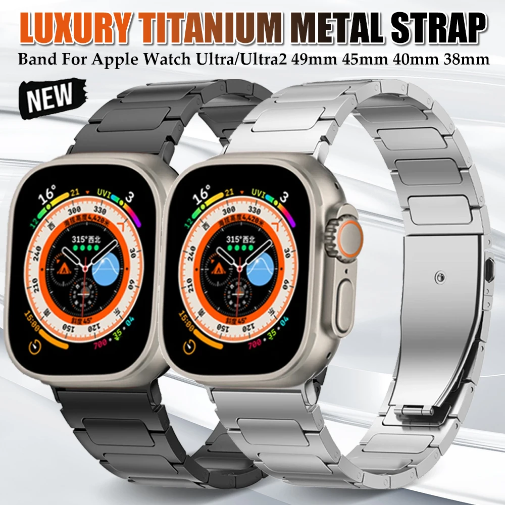 

Ремешок из титана и металла для Apple Watch Ultra2 49 мм Series 9 8 45 41 мм, роскошный браслет для IWatch Series 6 5 4 Se 42 44 мм 40 мм