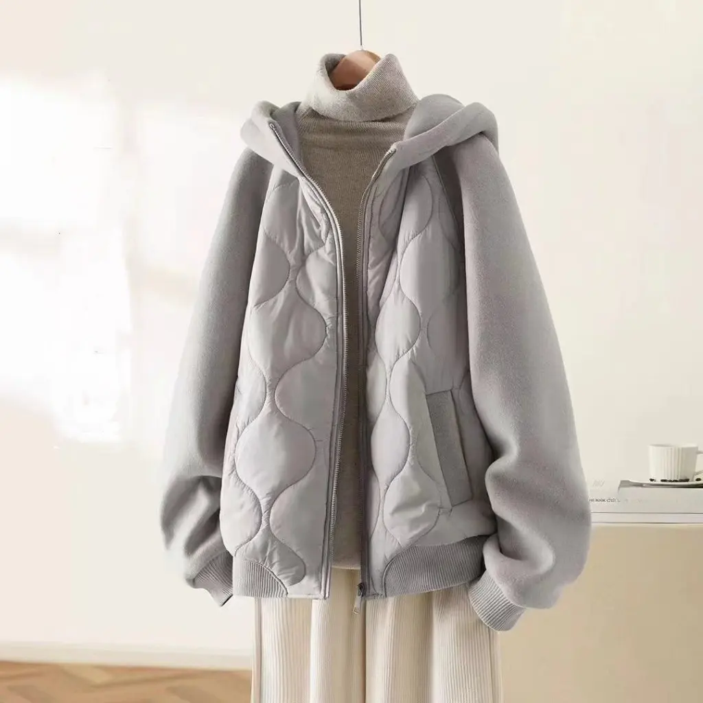 

Women's Warm Thickened Hooded Cotton Outwear plus Size Winter Loose Slimming Look Jacket New