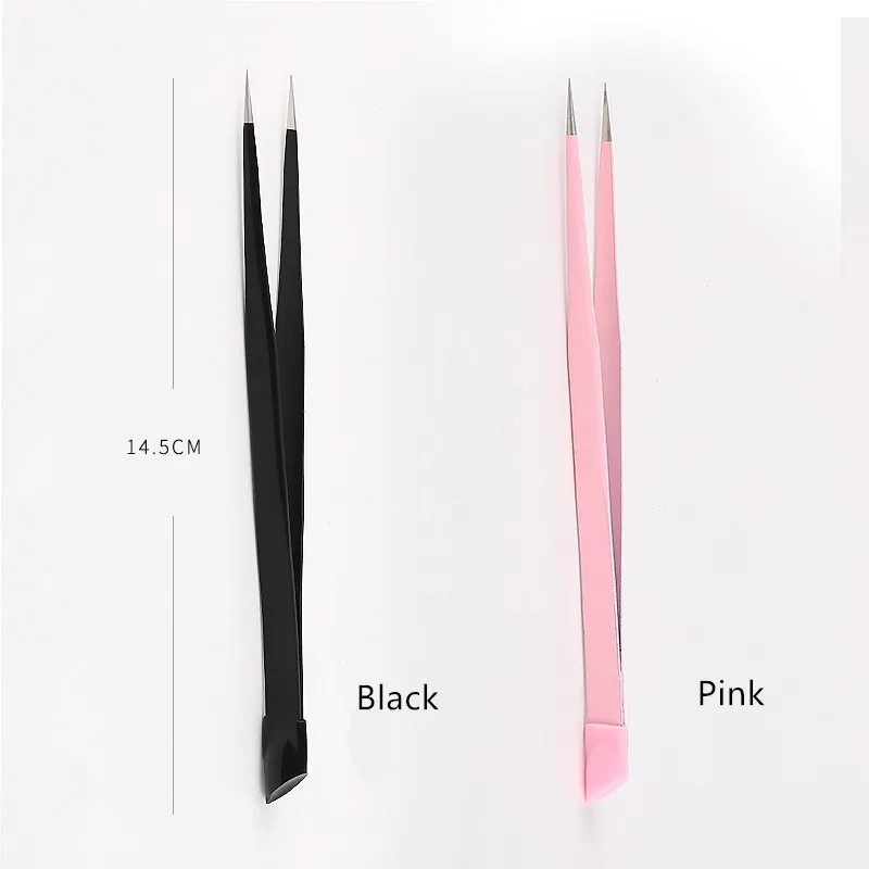 Nail Tweezer Rhinestone Nipper Sequins Picking with Silicone Pressing 2 Head Sticker Nail Antistatic Straight Metal Tweezer Tool