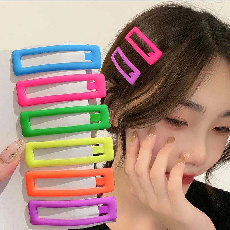 6Pcs/Set  Y2K INS New 7CM BB Clip Color Drip Hairpin Candy Color Alloy Hair Accessories For Women