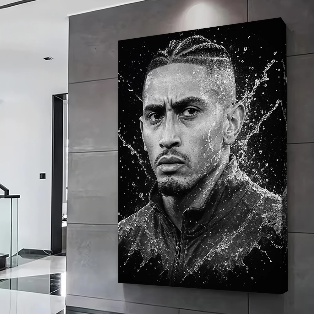 Raphinha Water Splash Dynamic Portrait Printing Poster Customizable Pictures Wall Art Canvas Painting Gift for Decor Room Mural