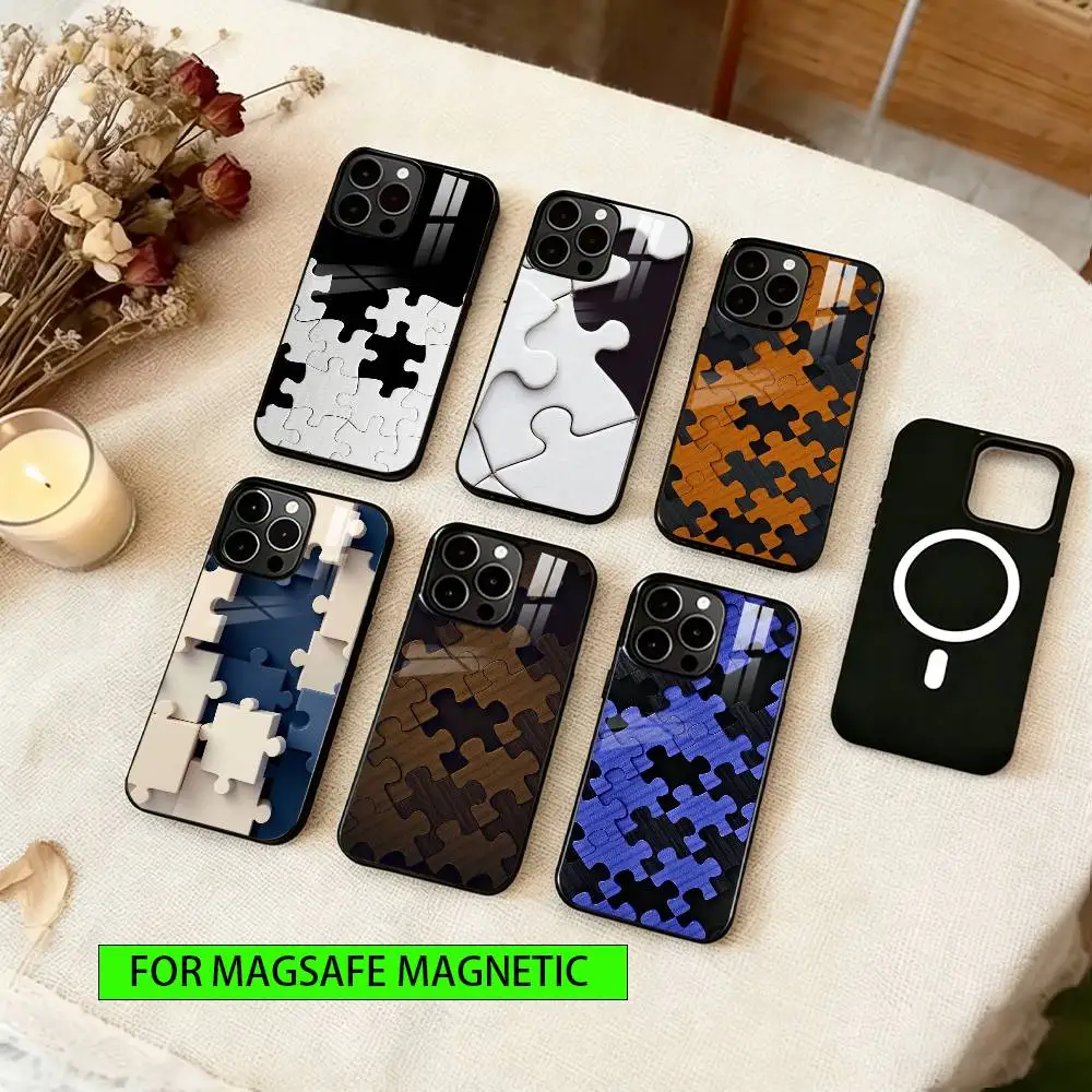 

Puzzle piece Phone Case For iPhone17,16,15,14,13,12,11 Plus,Pro Magnetic with Magsafe Wireless Charging