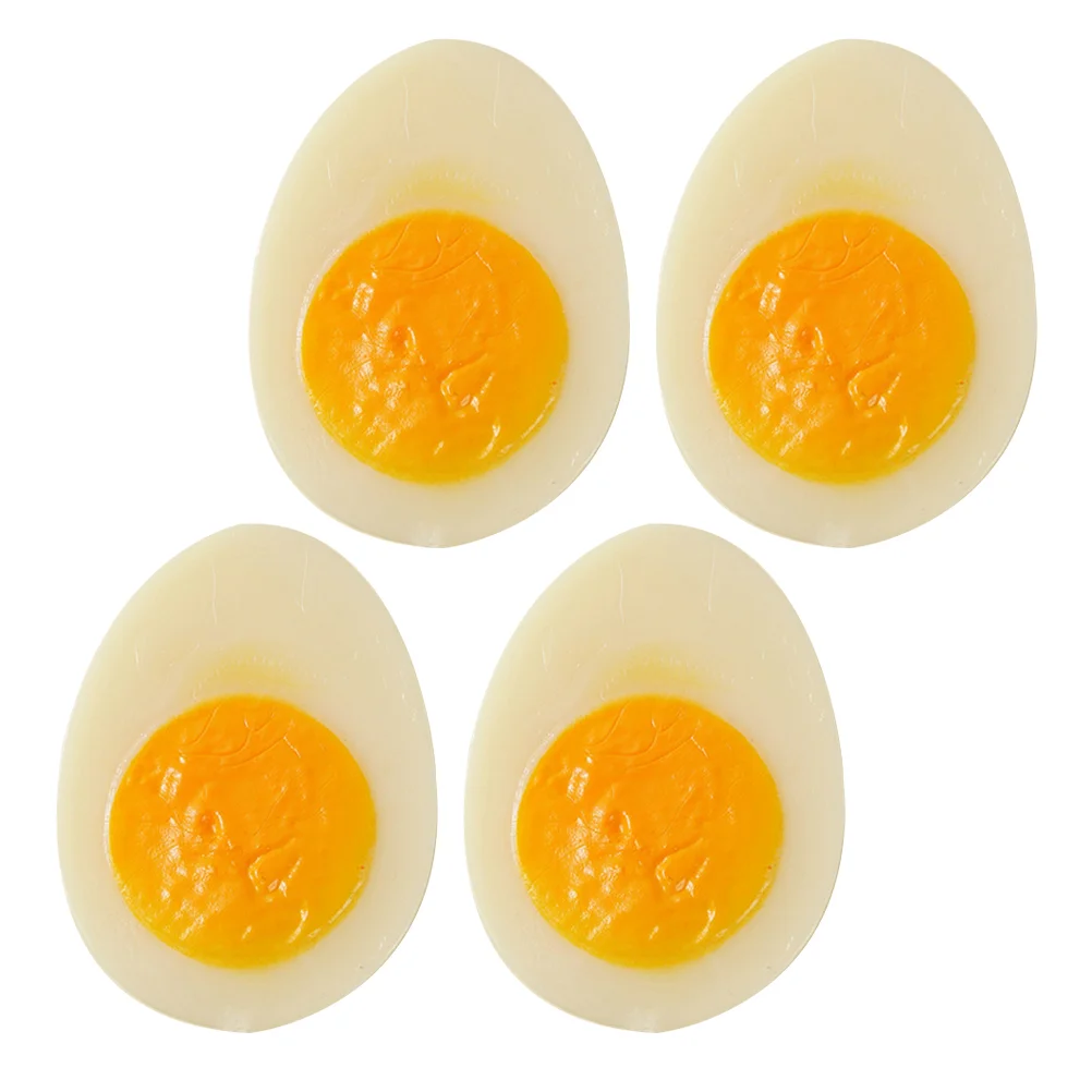 

4 Pcs Simulated Boiled Eggs Fake Food for Props Soft-boiled Faux Pvc Artificial Models Kitchen