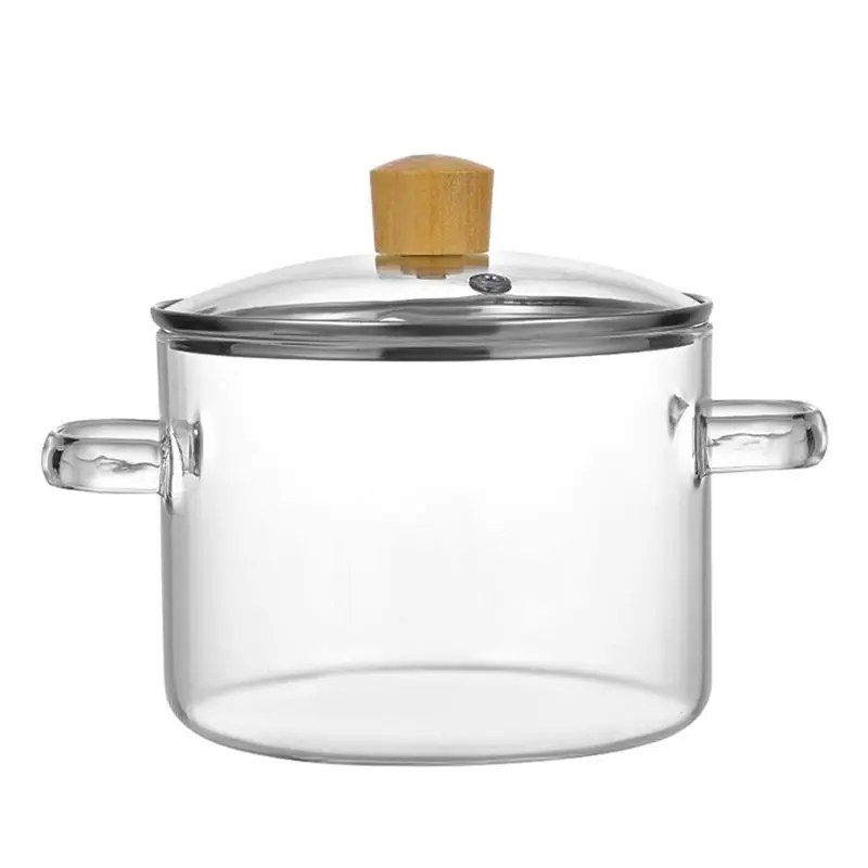 RALCA-Glass Pots For Cooking On Stove, For Stovetop Cookware- Clear 1.6L Simmer Pot, Glass Saucepan With Lid, Potpourry Included
