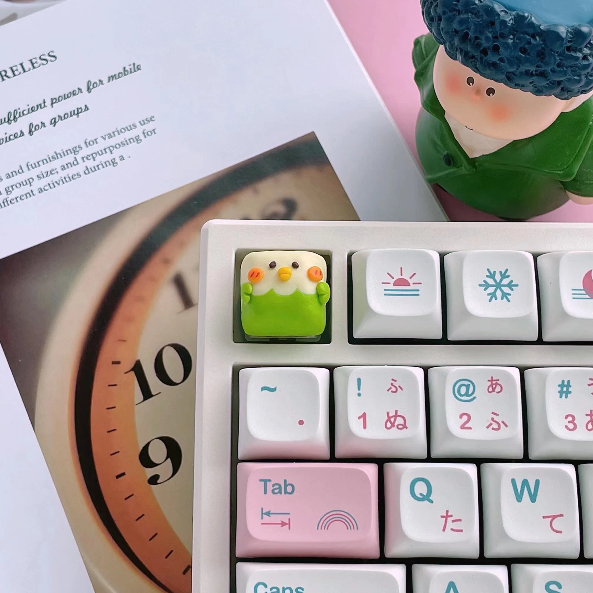 ESC Ceramic Keycap Cute Parrot Personalized Handmade Keycap Creative Gift Suitable for Mechanical Keyboard