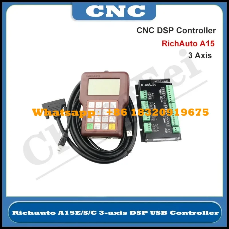 Richauto A15 Multi-Axis 3-Axis CNC DSP Controller Offline USB Motion Control System Manual For CNC Router Cylinder Cyclmotion