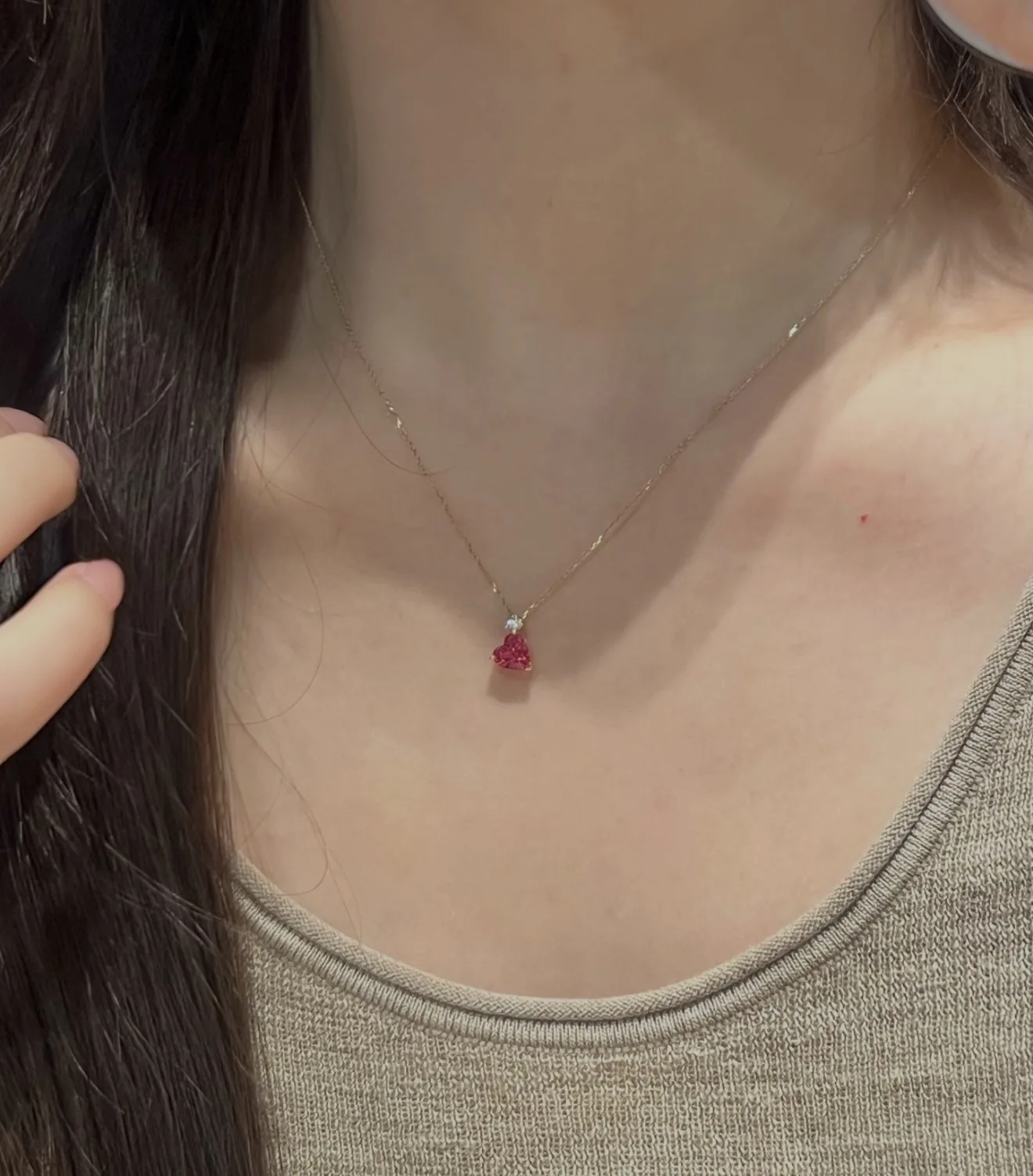 ENSHIR Pink Heart Zircon Pendant Necklace For Women Luxury Elegant Sparkling Personality Temperament Jewelry Gifts Wholesale