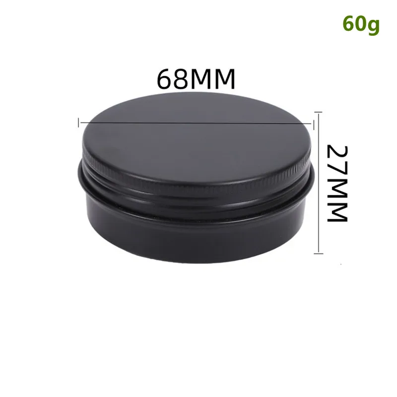 200pcs 60ml/2 oz Black Empty Round Aluminum Box Metal Tin Cans Cosmetic Cream DIY Refillable Jar Tea Aluminum Pot