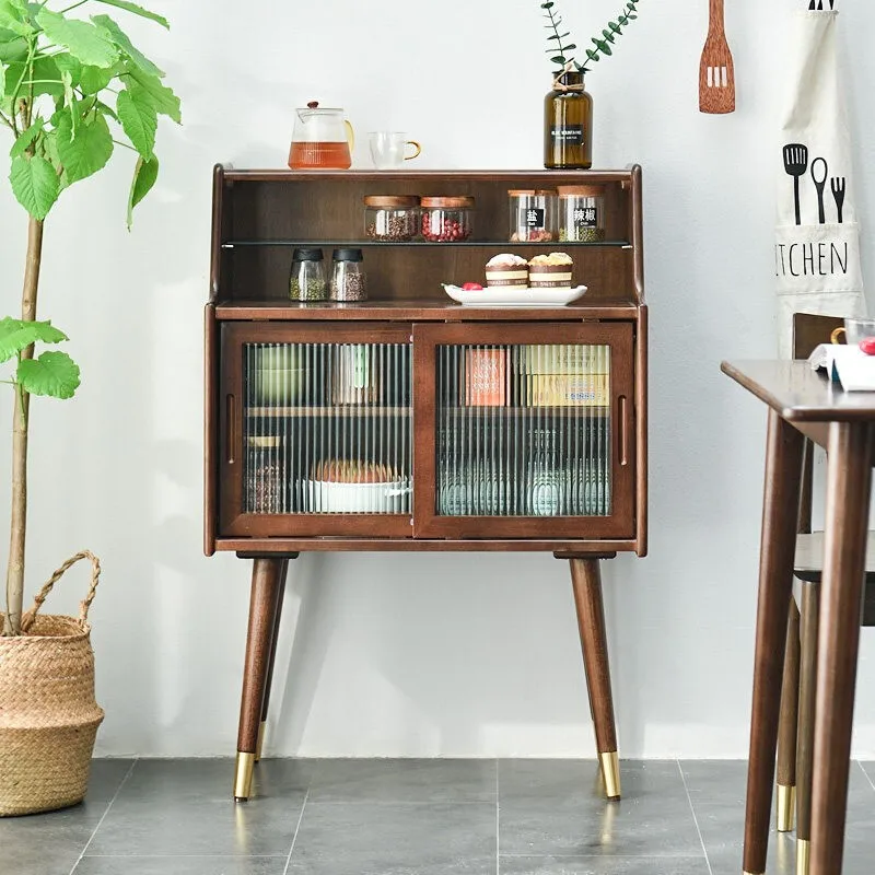 Solid wood dining side cabinet Modern simple living room wall integrated wine cabinet