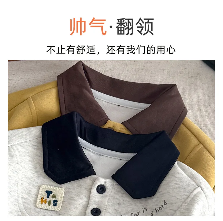 Neuer Kinderpullover mit Kragen für Frühling und Herbst, atmungsaktives, bedrucktes Oberteil für Mädchen und Jungen, weiches, bequemes Langarmshirt für Kinder – Detail 4