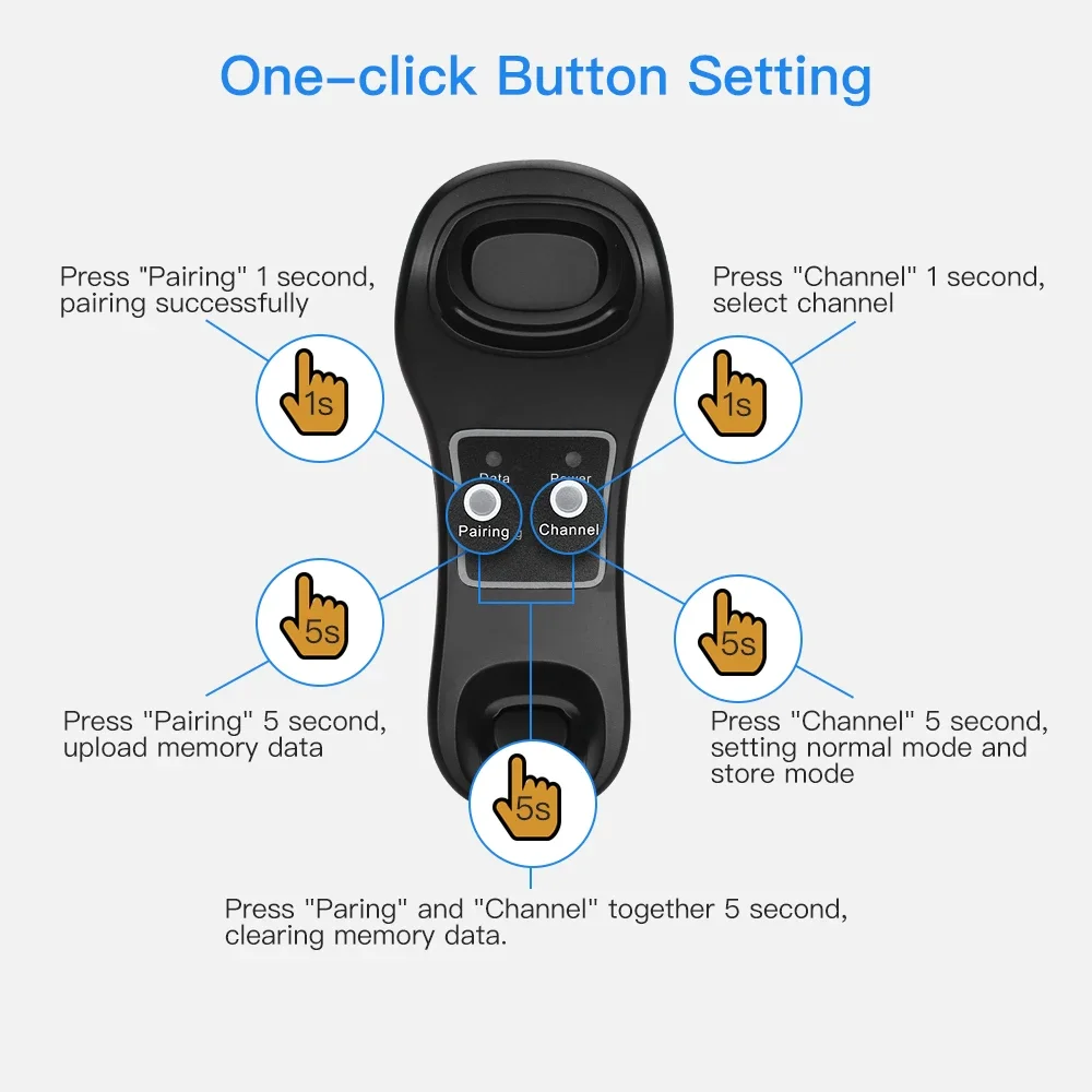 Imagem -04 - Eyoyo-handheld Barcode Scanner sem Fio Leitor Berço Usb Receptor Base de Carregamento Bar Code Scan Digitalização Portátil 1d Ey6900d