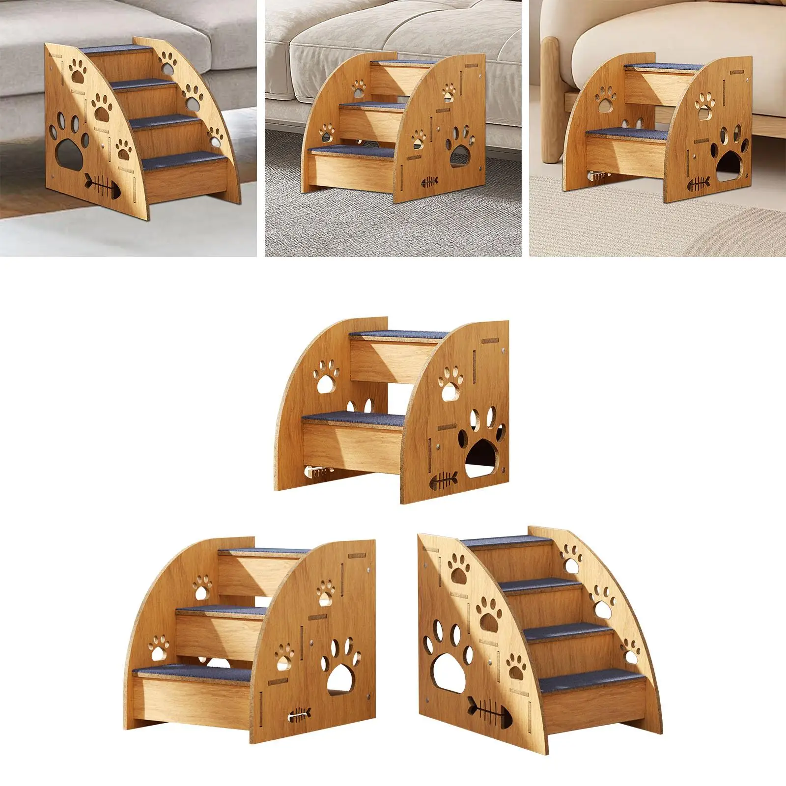 Wooden Pet Stairs Puppy Stairs Wood Dog Stairs Ladder for Small Dogs Cats and Other Small Pets Small and Older Animals Indoor