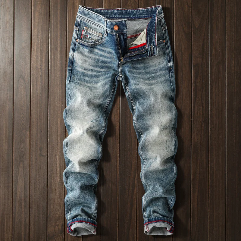

Мужские джинсы 2026 года, осенняя новинка, премиум-класса, зауженные, прямые, винтажные, в американском стиле, трендовые брюки