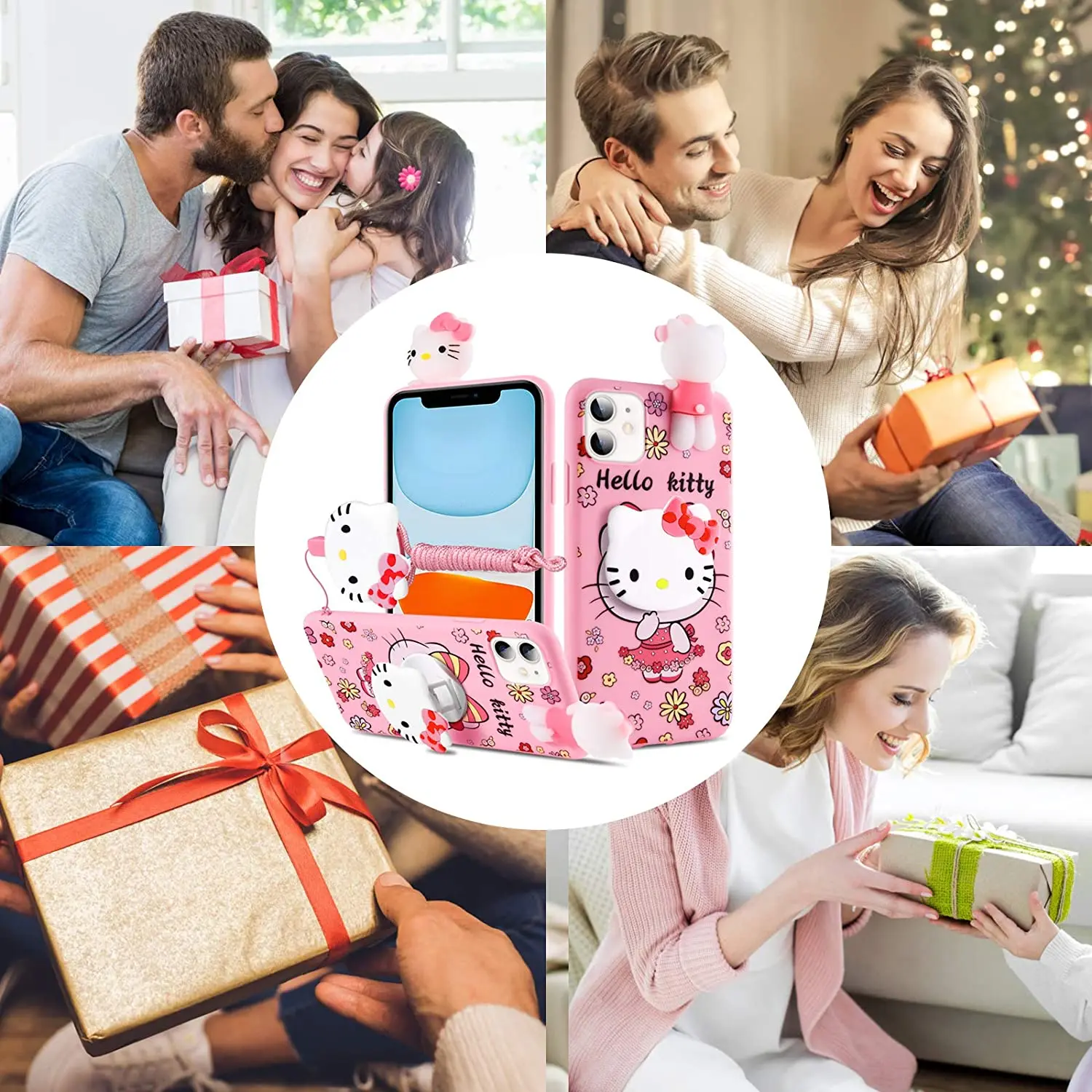 For Samsung Galaxy A04 A04s A05 A05s A34 A24 A54 A14 A15 A25 A35 A55 Hello Kitty Case With Holder Rope