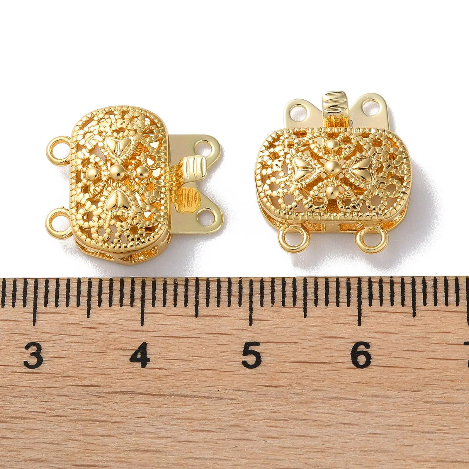 10pcs Oval Brass Box Clasps 2-Strand 4-Hole Connectors for Women Bracelet Necklace DIY Jewelry Making Accessories Supplies